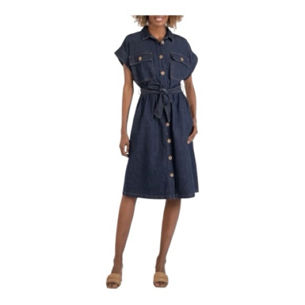 NWT Kut From The Kloth Bonnie Denim Shirt Dress | Button Front Tie Waist Midi